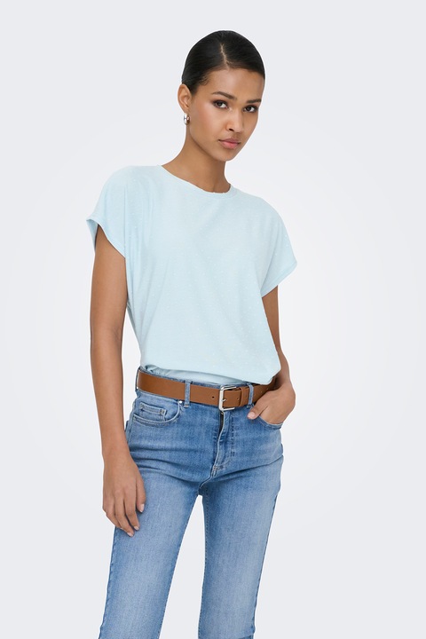 Only, Tricou lejer cu decolteu la baza gatului, Albastru pastel