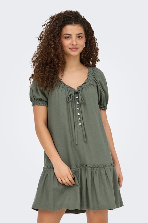 Only, Свободна рокля с къси ръкави, Тъмнозелен