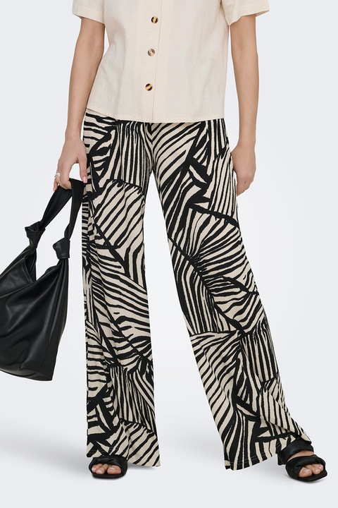 JdY, Bő szárú húzózsinóros derekú nadrág, Fekete/Törtfehér