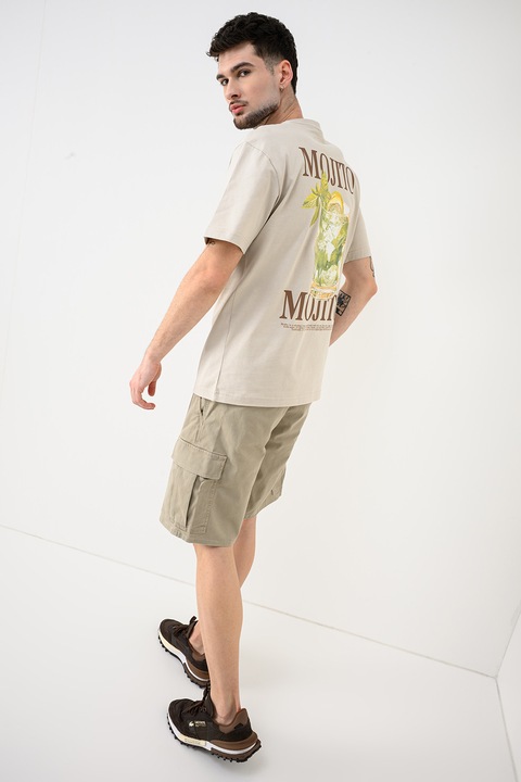 Only & Sons, Fred organikuspamut póló mintával, Almazöld/Drapp