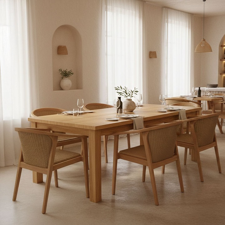 Set masa si scaune Granny-Wooly, 7 piese, natural/bej