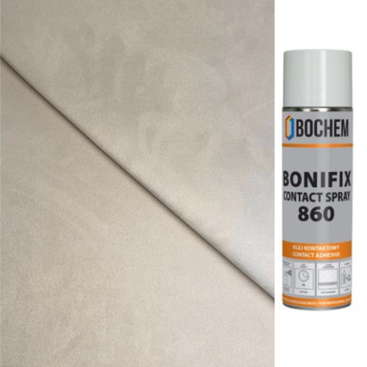 Pachet material plafon auto tip Alcantara Bej 200x150cm + Spray adeziv 500ml