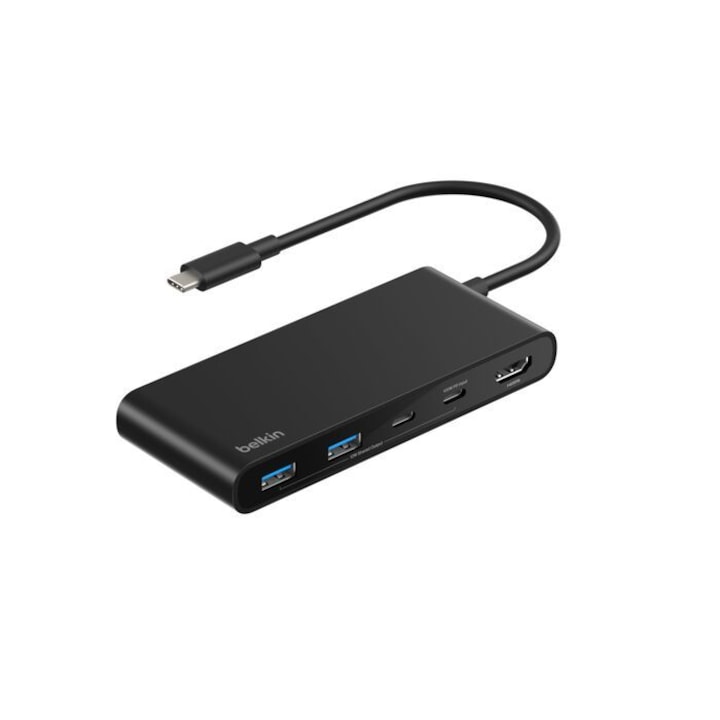 USB-C хъб Belkin Connect 7-портов, 2xUSB-A, 2xUSB-C, 1xHDMI, черен