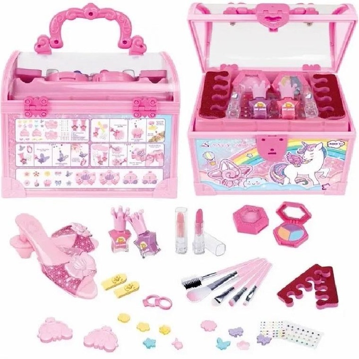 Szépségkészlet bőrönddel és cipőkkel, MAKSIK, 20x23,5x13,5cm, 5+ éves kislányoknak