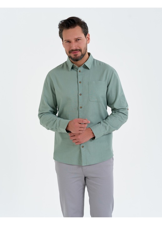 Camasa barbateasca Moraj, maneci reglabile, verde