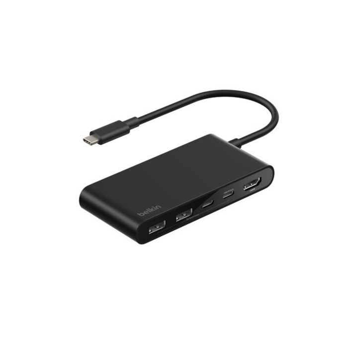 USB-C хъб Belkin Connect 5-портов, 2xUSB-A, 2xUSB-C, 1xHDMI, черен