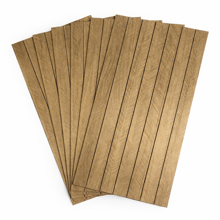 Set 6 Autocolante Decorative Perete Riflaj Lemn Stejar Bej 60x30cm