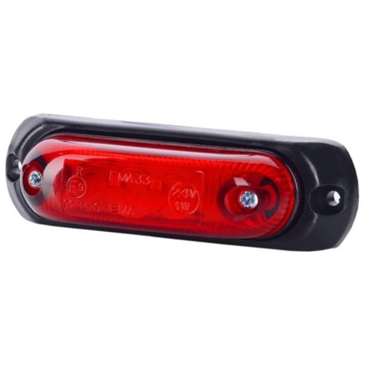 Овална LED габаритна лампа червена 12/24V с гумена основа, комплект