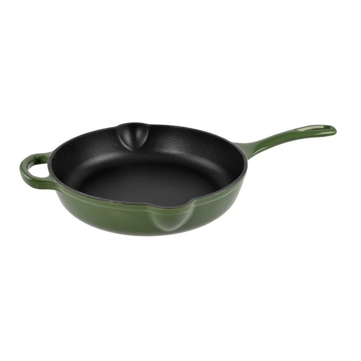 Tigaie fonta cu cioc, emailata, 27x6 cm, verde, Perfect Home