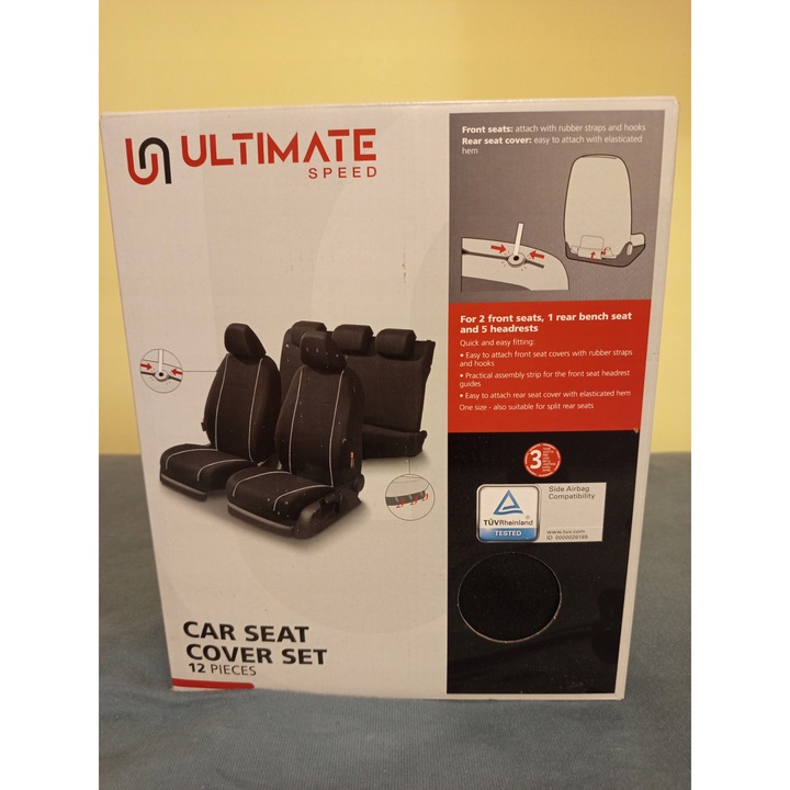 Set huse auto, 12 elemente, Ultimate Speed, negru, dimensiuni universale