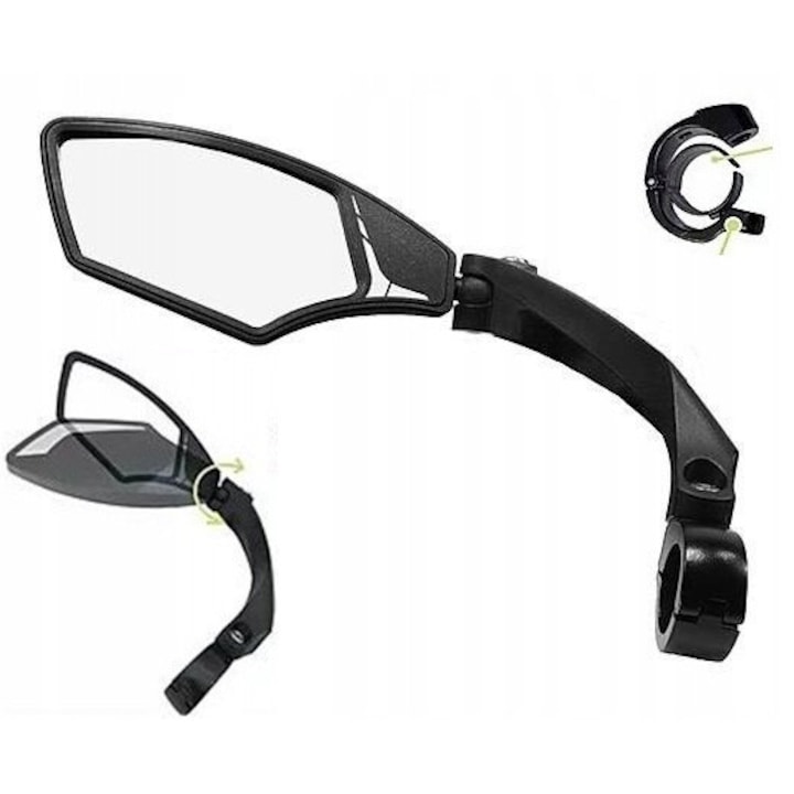 Огледало за велосипед SPORTCROSS, HD модел, антирефлексно, найлон, 21x26мм