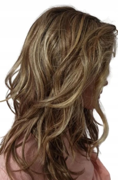 Peruca lunga, blonda, ondulata, cu dantela