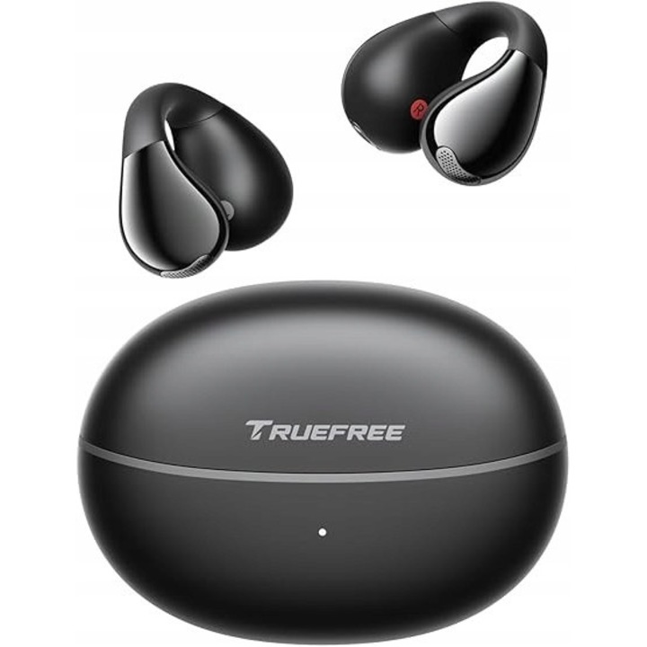 Casti wireless Truefree B1, design open-ear, sunet spatial, negru, 25 ore autonomie