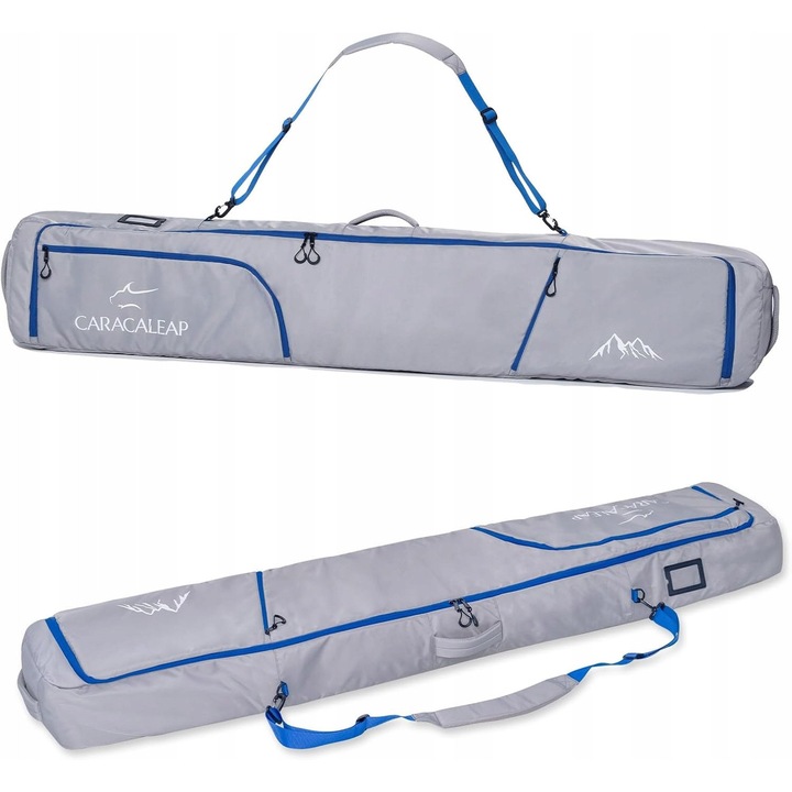 Torba snowboard, 195cm, impermeabila, gri, cu protectie 360, doua buzunare exterioare