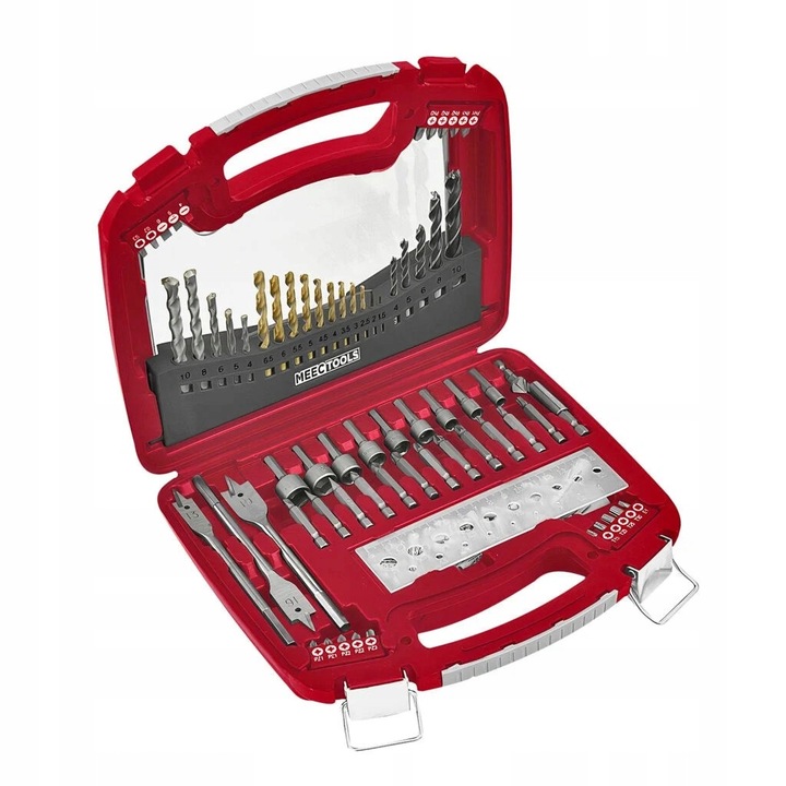 Set de 128 accesorii pentru gaurit si insurubat, diverse dimensiuni, pentru lemn, metal si piatra, cutit din otel cu acoperire titanica