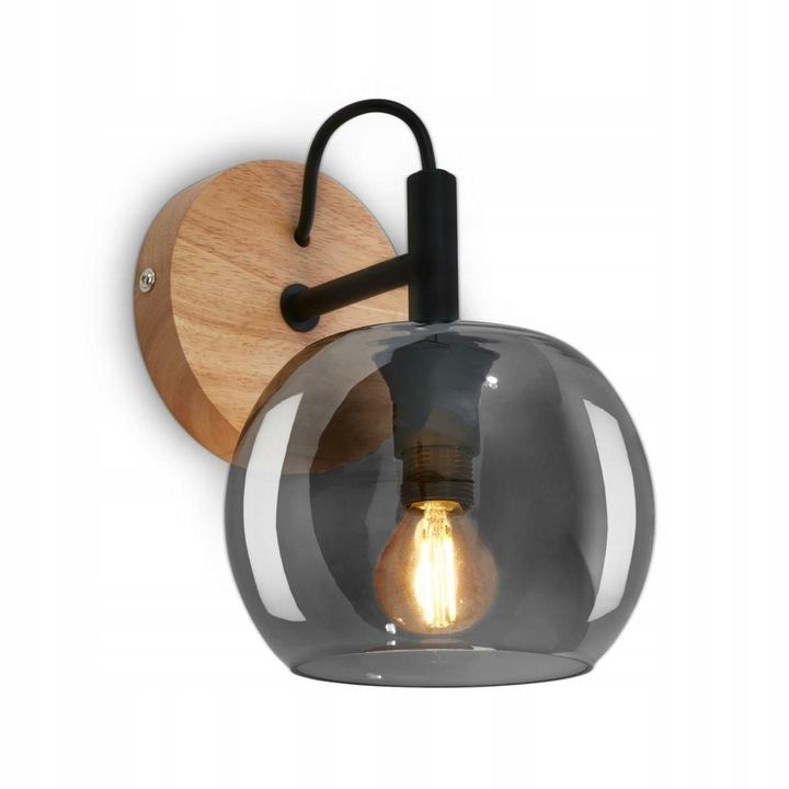 Аплик Briloner Kyro Smoke, 1x E14, 10W, дърво, 21x16x19см