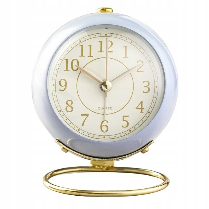 Modern ébresztőóra világítással, elegáns design, bézs, 9x10,5x6,5cm