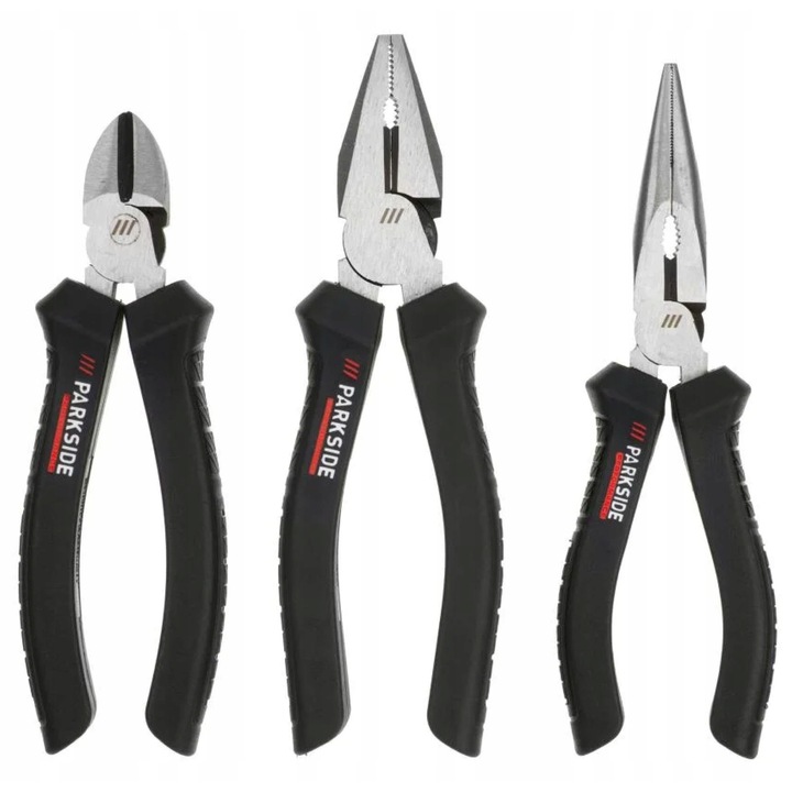 Set 3 clesti universali, Parkside, maner Softgrip, taiere cabluri, taiere sarma