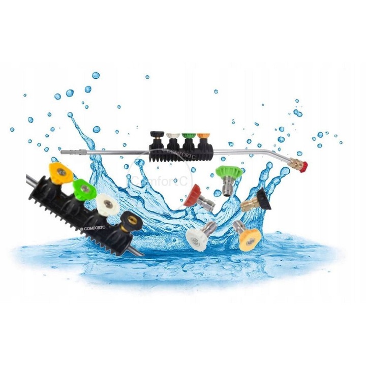 Lance metalica 50cm, set 5 duze, pentru aparate de spalat cu presiune, conectare tip KEW KEV D12