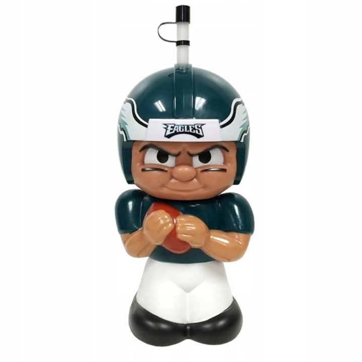 Sticla apa NFL Party Animal Philadelphia Eagles Big Sip 3D, 25x13cm, cu pai, 16 uncii