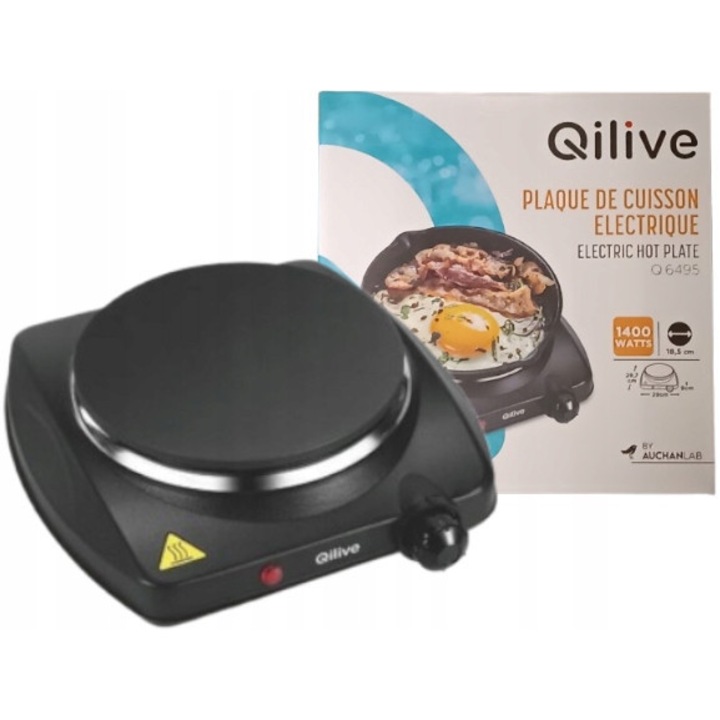 Qilive elektromos főzőlap, 1 lapos, 1400W, 18,5cm, kompakt