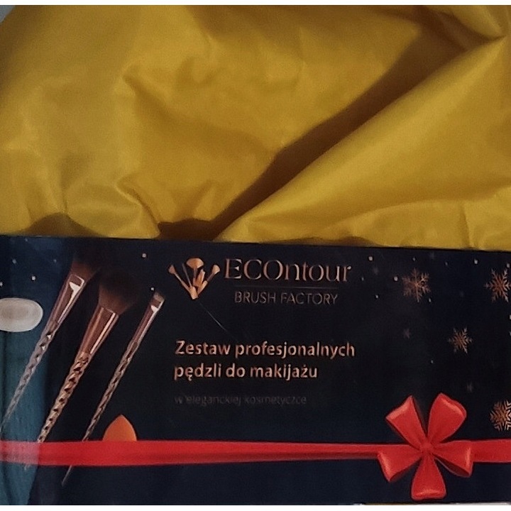 Zestaw profesional de pensule de machiaj, ECOntour Brush Factory, cu cosmetice, multicolor