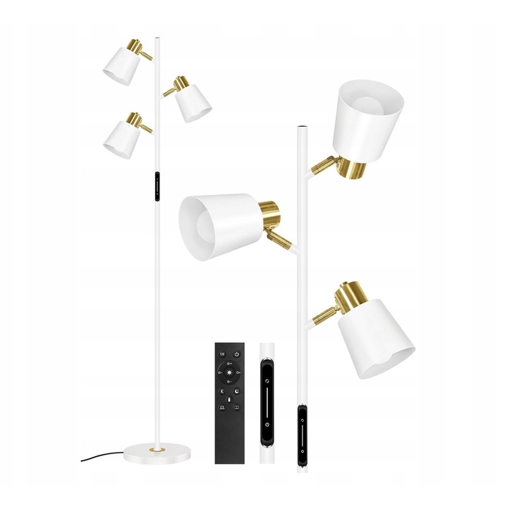 Lampadar LED 170cm Alb 36W cu 3 Capete Regulate si Telecomanda