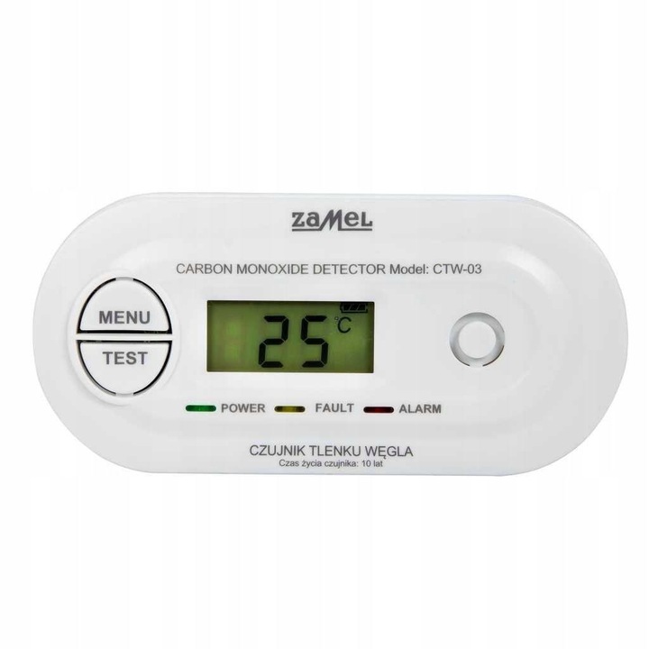 Zamel CTW-03 szén-monoxid érzékelő, elemes, LCD, 3xAA, 85dB