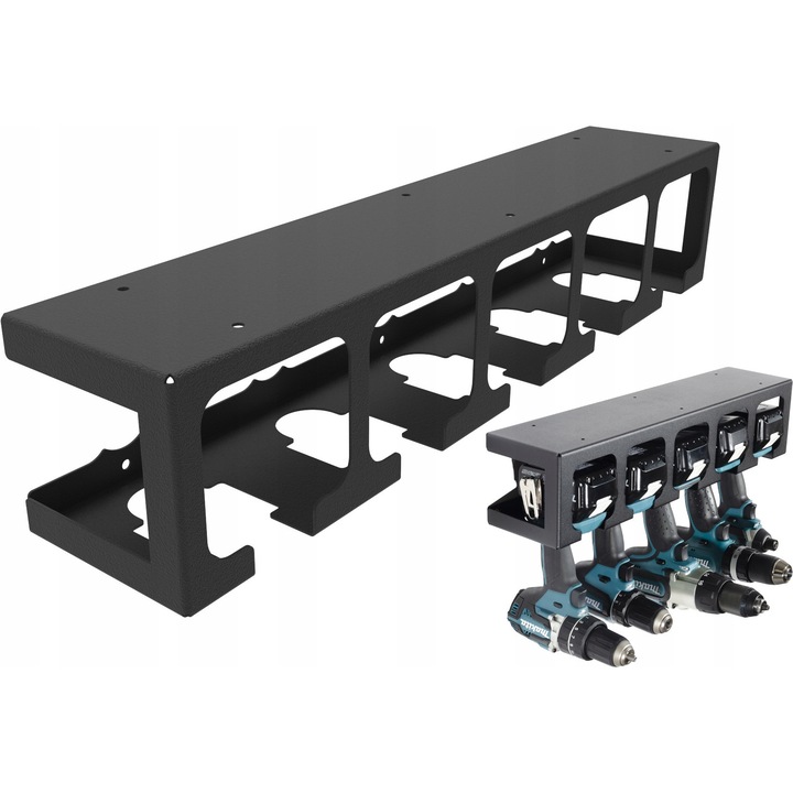 Tartó 5 csavarhúzóhoz, fém, mérete 102x85mm, univerzális, készlet rögzítő sarkokkal