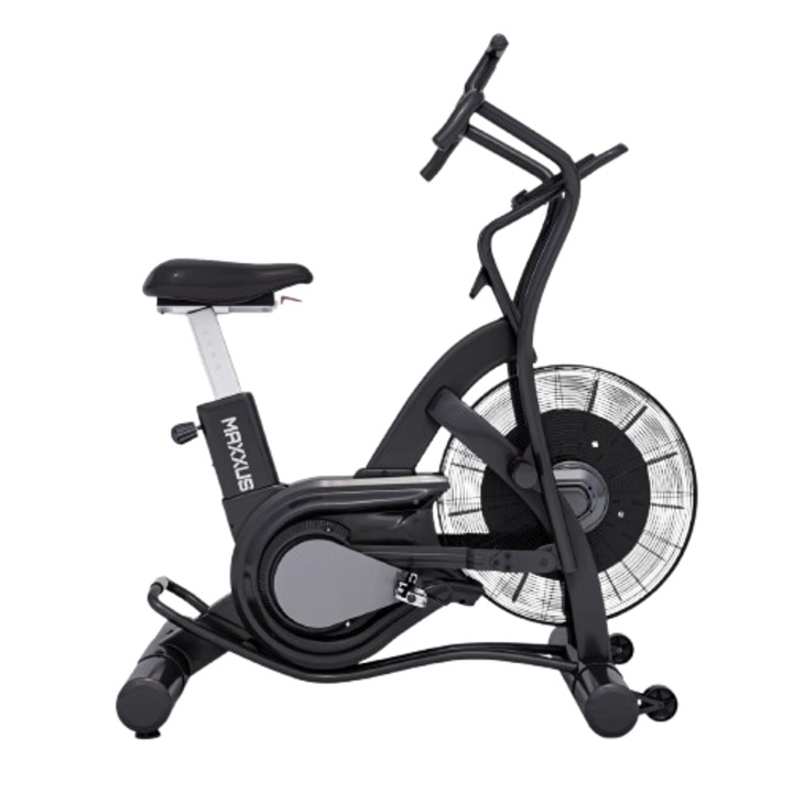 Bicicleta fitness AirBike 90 PRO, rezistenta pe aer, negru, Maxxus