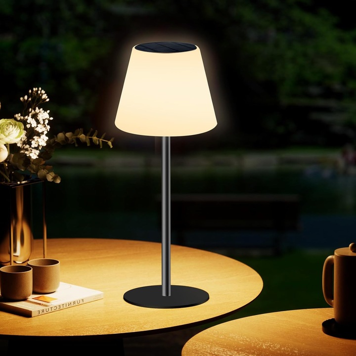 Lampa solara LED RGB cu telecomanda, incarcare USB, rezistenta la apa IP65, 27x41cm