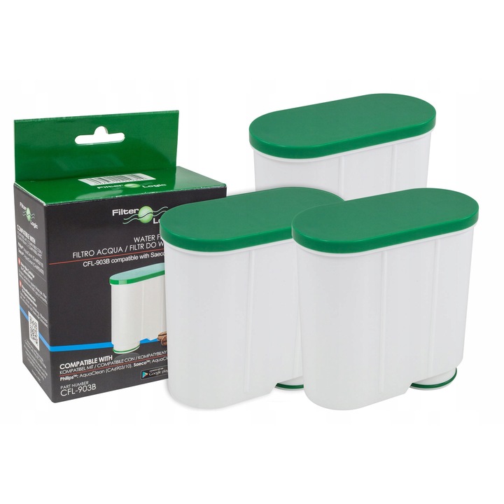 Филтър 3x CFL-903B за кафемашини Saeco AquaClean CA6903/10, подобрява вкуса на кафето, елиминира хлора, многоцветен