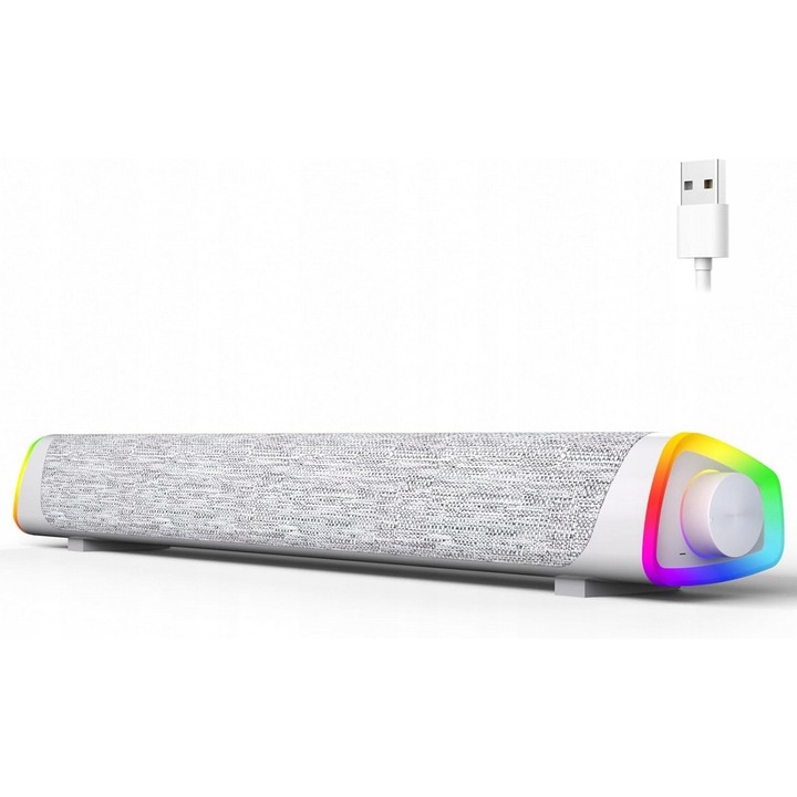 Soundbar PC R30 Plus, Bluetooth, RGB LED, 2 moduri de conectare, 30x10x8cm