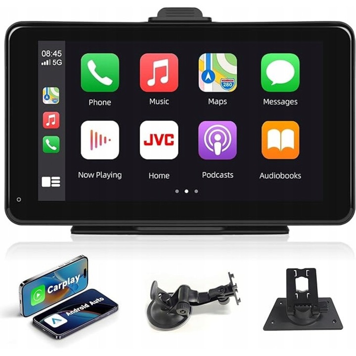 Radio multimedia HIKITY 7 inch, CarPlay, Android Auto, Bluetooth, multicolor