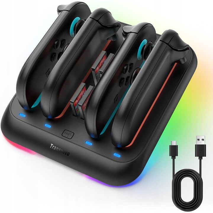 Statie de incarcare pentru Nintendo Switch 2 cu RGB si suporturi pentru jocuri