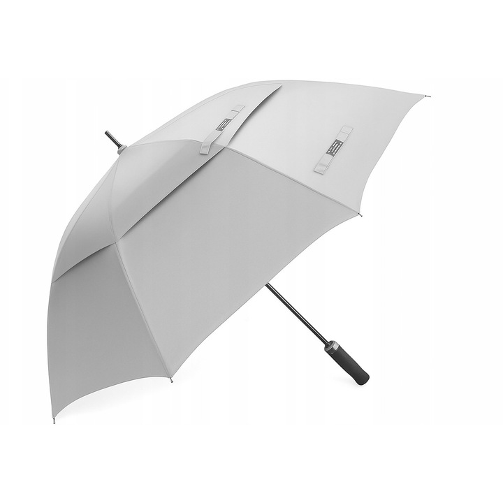 Чадър за голф 54", UPF 50 защита, ветроустойчив, сребрист/черен