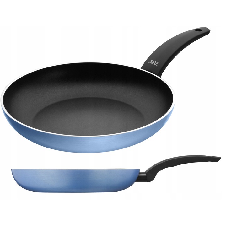 Tigaie neaderenta Silit 24cm, culoare albastra, rezistenta la temperaturi ridicate, usor de curatat