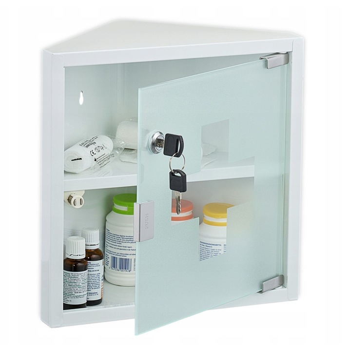 Sifonier coltar pentru medicamente, alb, 30x30x17,5 cm