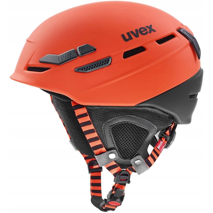 Kask narciarski P.8000 TOUR, sistem RECCO, rosu-negru mat, 55-59 cm