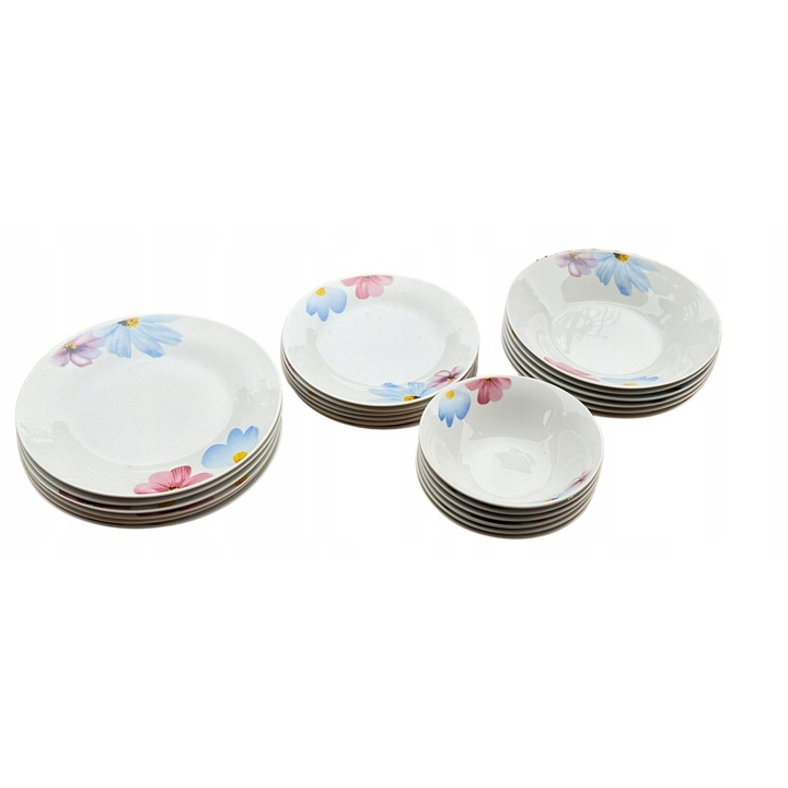Set Servicii de masa 24 el., Homelux, ceramica, model flori, multicolor