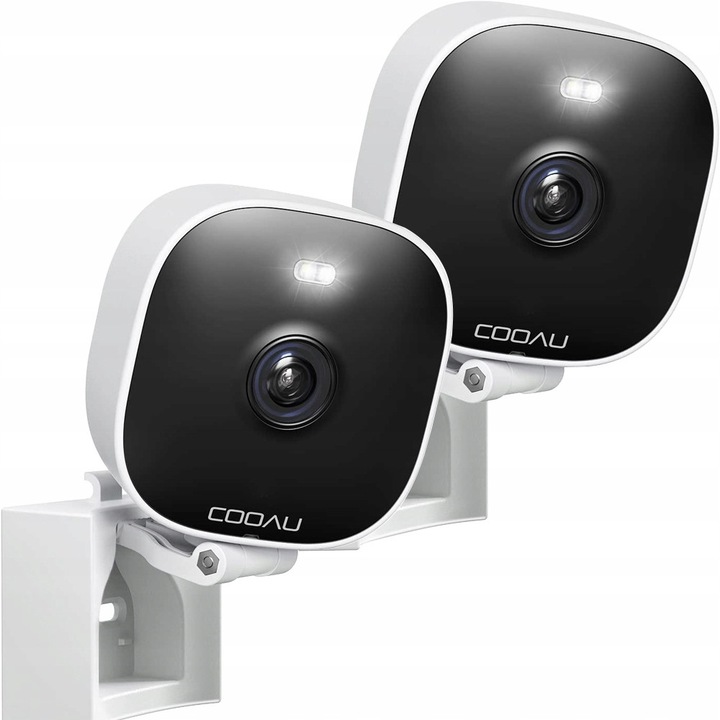 IP камера за наблюдение 2K COOAU, 3MP, нощно виждане, комплект 2 броя, черно/бяло, 10м видимост