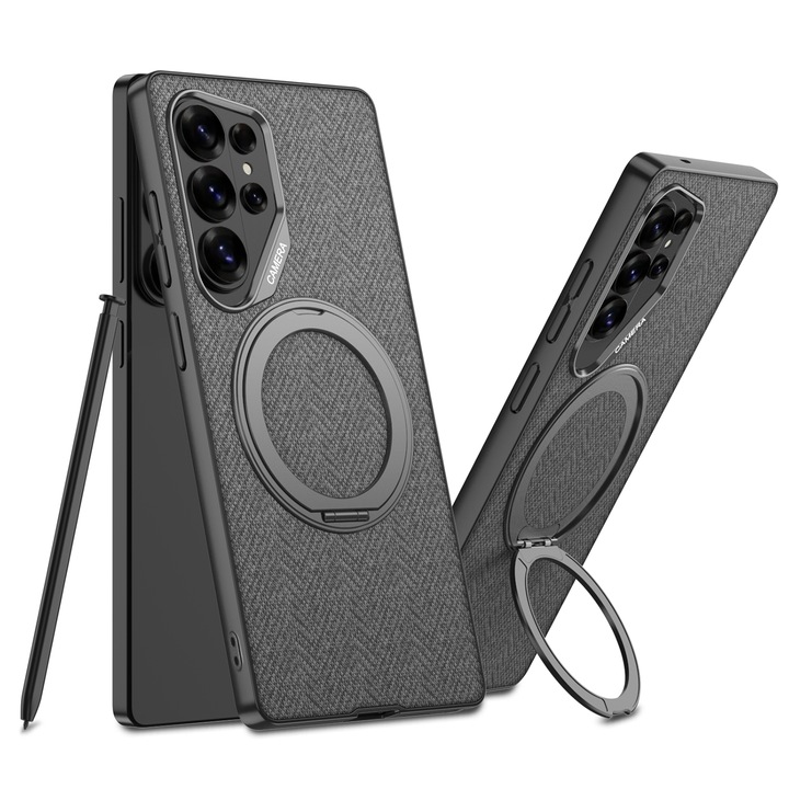 Калъф за Samsung Galaxy S26 Ultra, AGORA, Сив, съвместим с MagSafe, с поставка тип пръстен