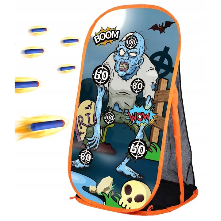 Tarca stralucitoare zombie, set cu 1 tinta, 2 suporturi, 4 cuie, 62x66x102cm