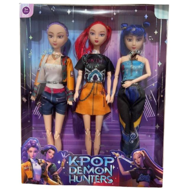 Set 3 Papusi K-Pop: Zoey, Mira si Rumi, 32 cm, functie muzicala
