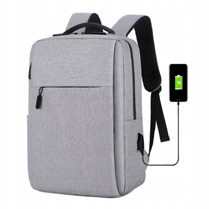 Rucsac sportiv gri, 45x30x15cm, pentru laptop de pana la 15", cu port USB