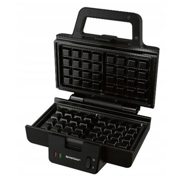 Gofrownica XXL 900 W, 2 gofre simultan, neagra, 26,5x25,6x11,5 cm, set cu 10 retete
