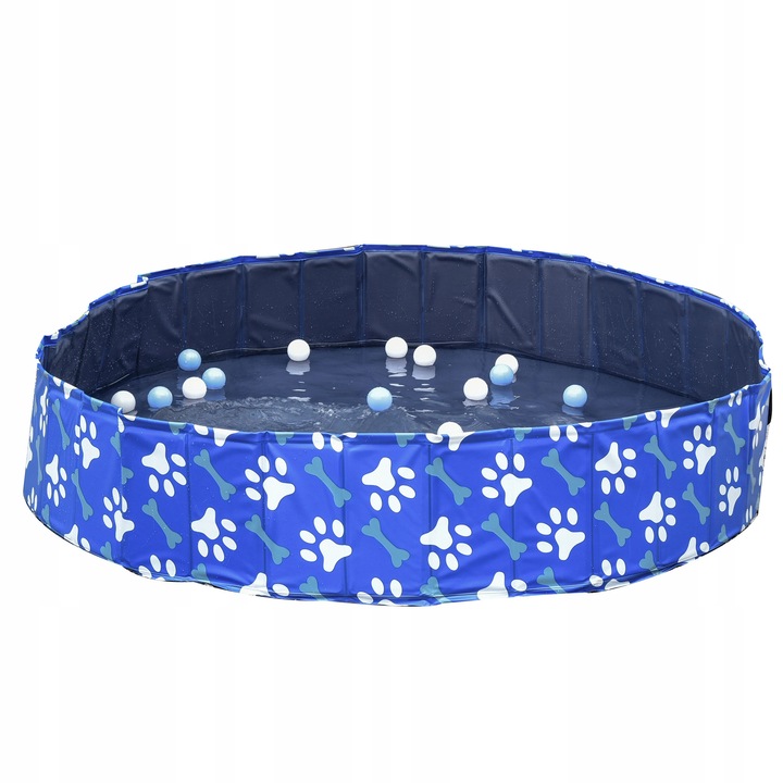 Cada pentru caini, 160x30cm, albastru, material PVC, pliabil