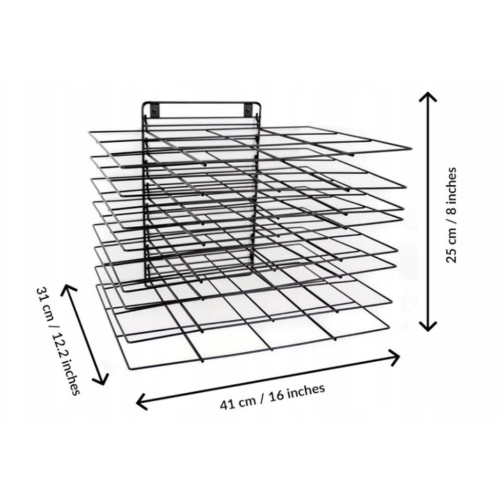 Suport de uscare pentru opere de arta, 8 rafturi, 16,1x12,2x9,8 inch, negru