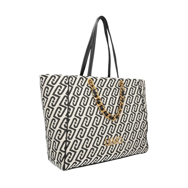 Geanta Dama de dimensiuni mari, Liu Jo, AA6116, Model Shaula, Negru / alb