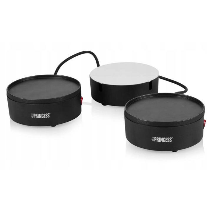 Set de gratar electric Princess You and Me, 2 placi, negru, 600 W